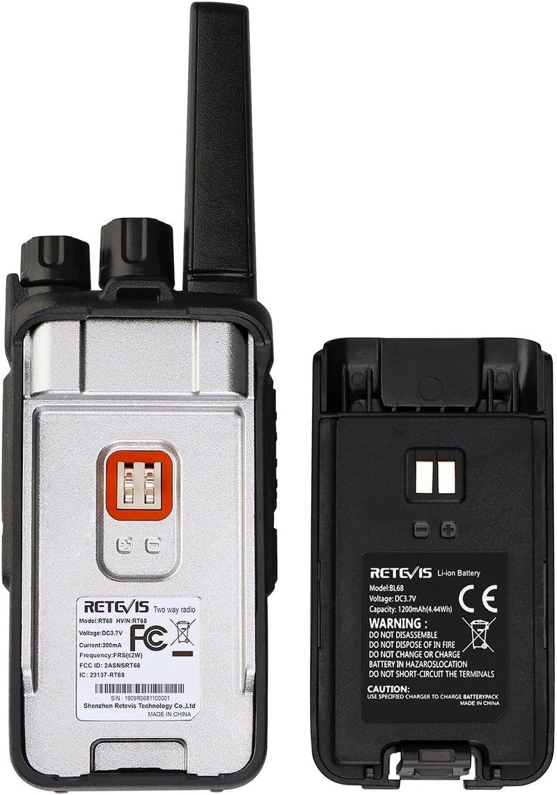 Retevis RT68 Walkie Talkies - Rechargeable Two-Way Radios 6 Pack | Heavy Duty, Long Range, Hands-Free for Adults