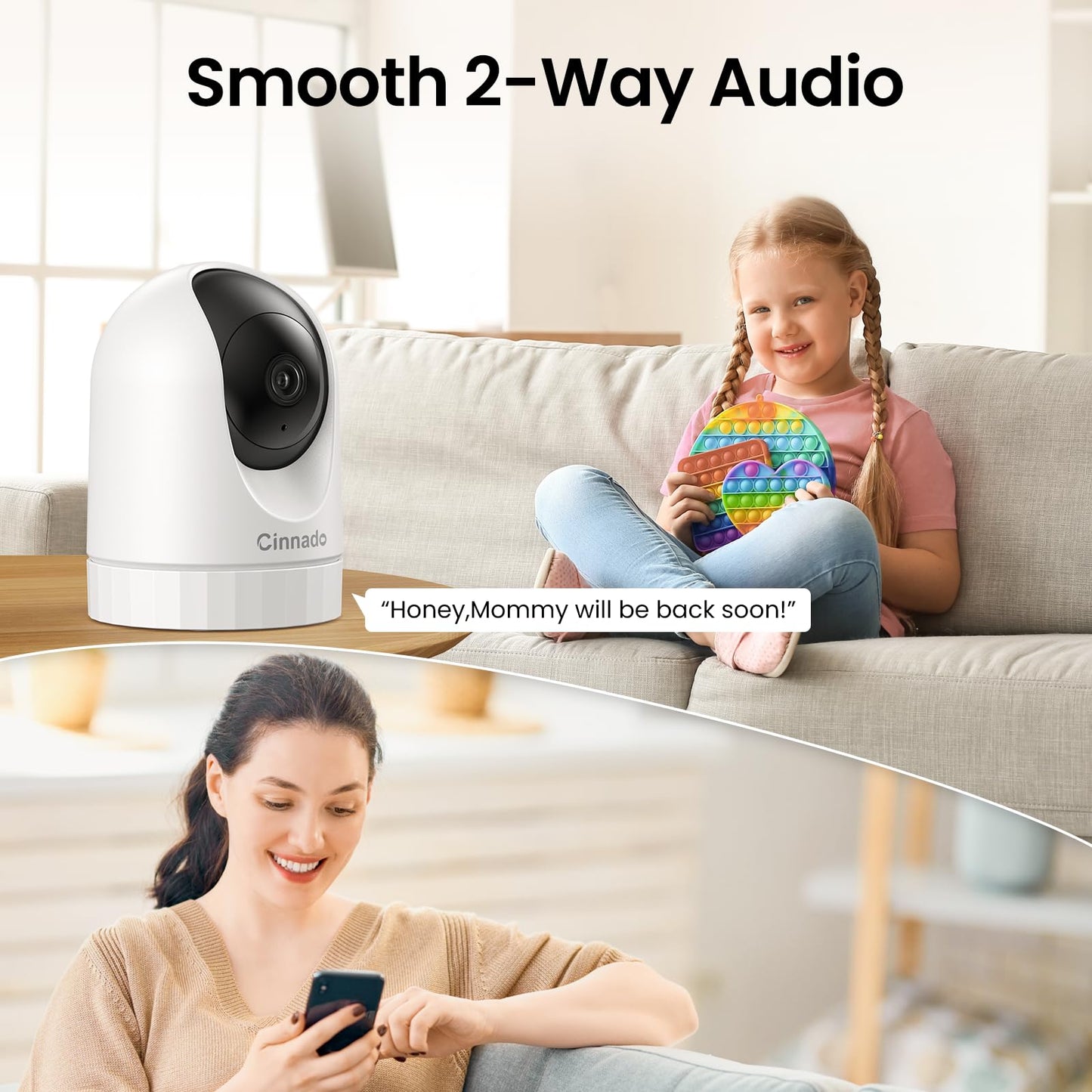Cinnado 5G Indoor Camera - 5MP Baby Monitor Camera with APP, CCTV Camera, 5G/2.4G Dual-Band 360° Pet Dog Cam, Motion Tracking, 24/7 Recording, IR Night Vision