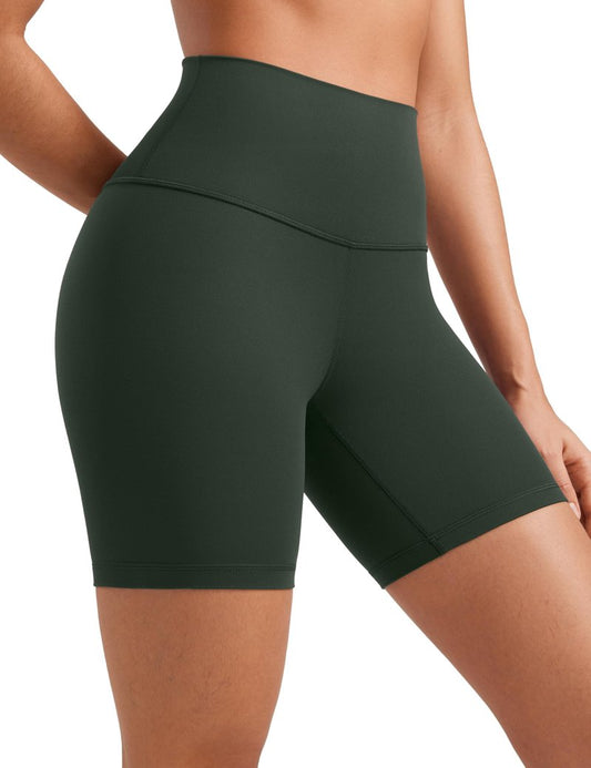 CRZ YOGA ButterLuxe Biker Shorts 6" - High Waisted Workout Running Volleyball Spandex Yoga Womens Legend Green Medium