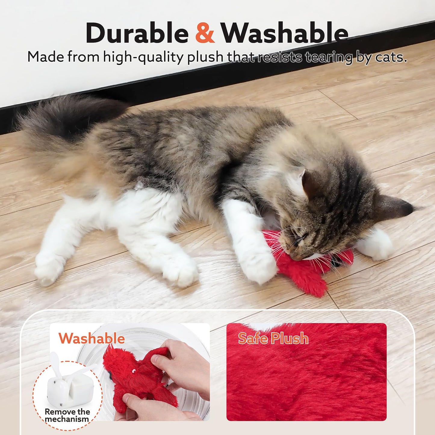 AIPERRO Flapping Cardinal Cat Toys, Interactive Cat Exercise Toy with Lifelike Bird Chirp, USB Rechargeable Automatic Cat Kicker Catnip Toys for Bored Indoor Adult Cats Kittens