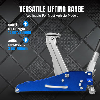 BIG RED T815016L Torin Hydraulic Low Profile Aluminum and Steel Racing Floor Jack with Dual Piston Quick Lift Pump, 1.5 Ton (3,000 lb) Capacity, Blue, T815016L