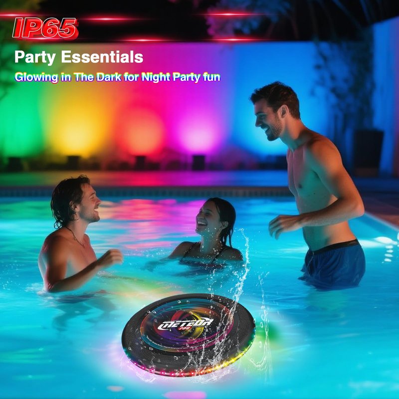 Light up Flying Disc-16 Millions Colors, 48 LEDs & 13 Light Modes, LED Flying Disc for Adults, Kids & Teens, Glow in the Dark Flying Ring, Party Toy Christmas Birthday Gift, Age 6+ (black, 9in)