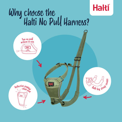 HALTI No Pull Harness - to Stop Your Dog Pulling on The Leash. Adjustable, Lightweight and Easy to Use. Reflective Dog Training Harness for Large Dogs (Size L, Forest Green)