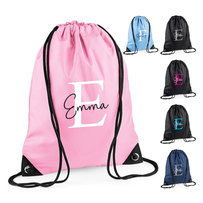 Chicken Craft Customisable Personalised Drawstring Bag - Ideal PE Kit, Gym, and Swimming Bag for Boys, Girls, Kids in Nursery and Primary School, Available with Monogrammed Initial and Name