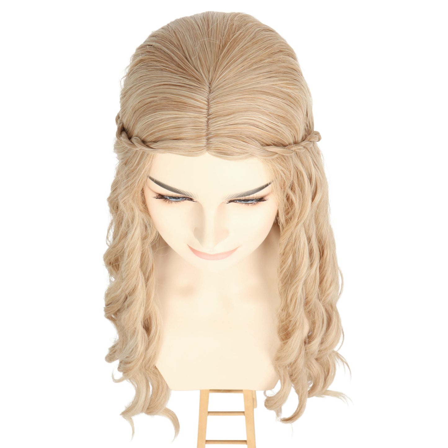 Miss U Hair Long Blonde 70s Hippie Wigs for Women Elf Princess Bride Wig Renaissance Long Wavy Halloween Costume Wig