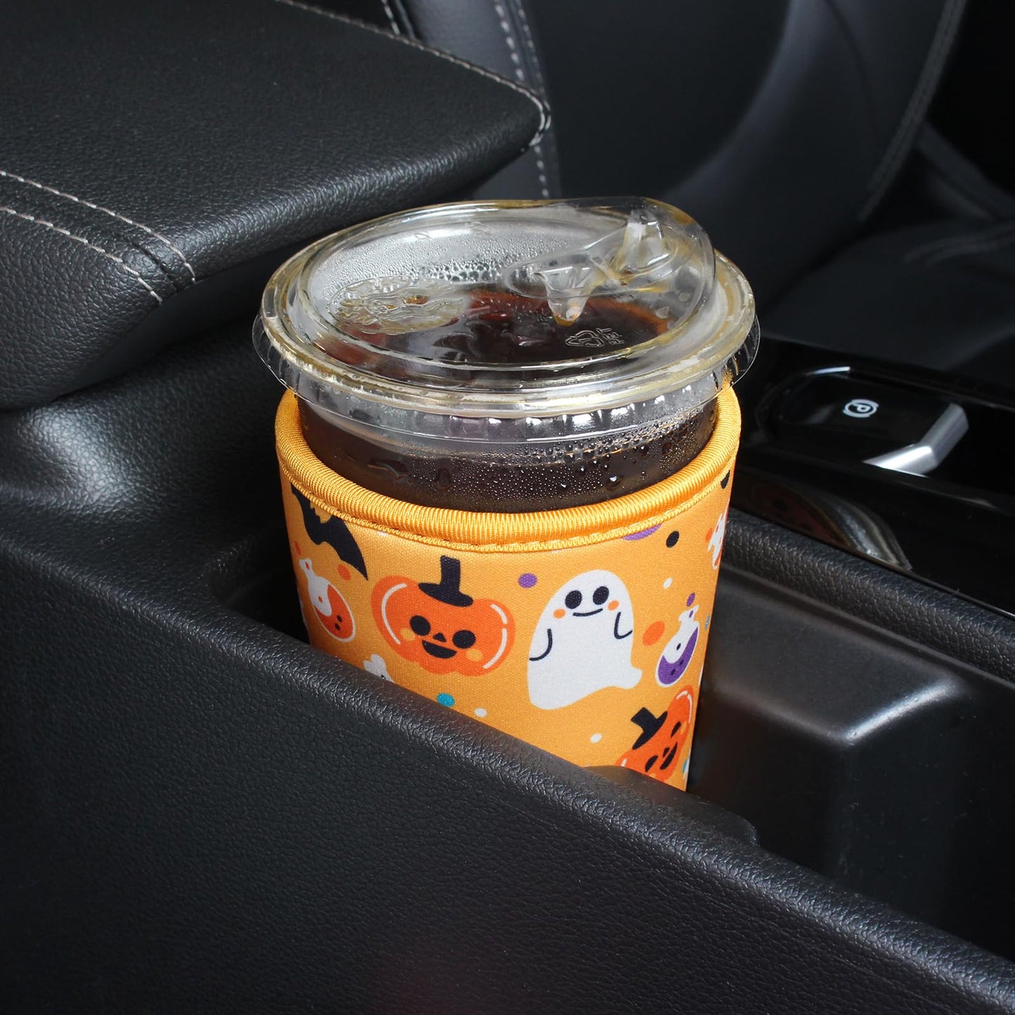 3 Pack Reusable Iced Coffee Sleeves - Xumbtvs Insulator Sleeve for Cold Beverages, Neoprene Coffee Cup Holder (Halloween Boo)