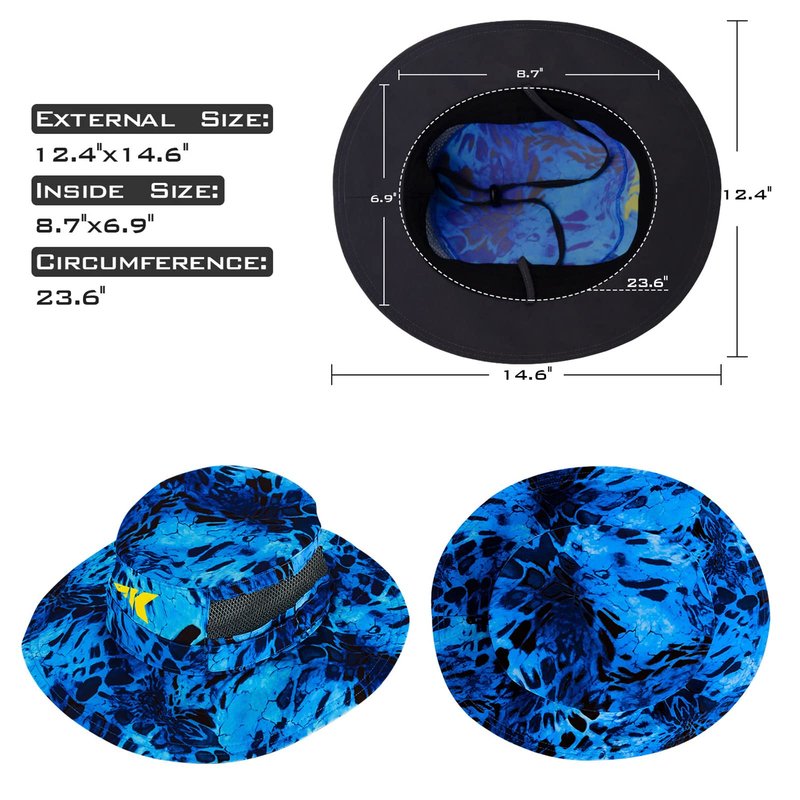 KastKing Sol Armis UPF 50 Boonie Hat - Sun Protection Hat, Fishing Hat, Beach & Hiking Hat, Paddling,Prym1 Turquoise Fizz Fade