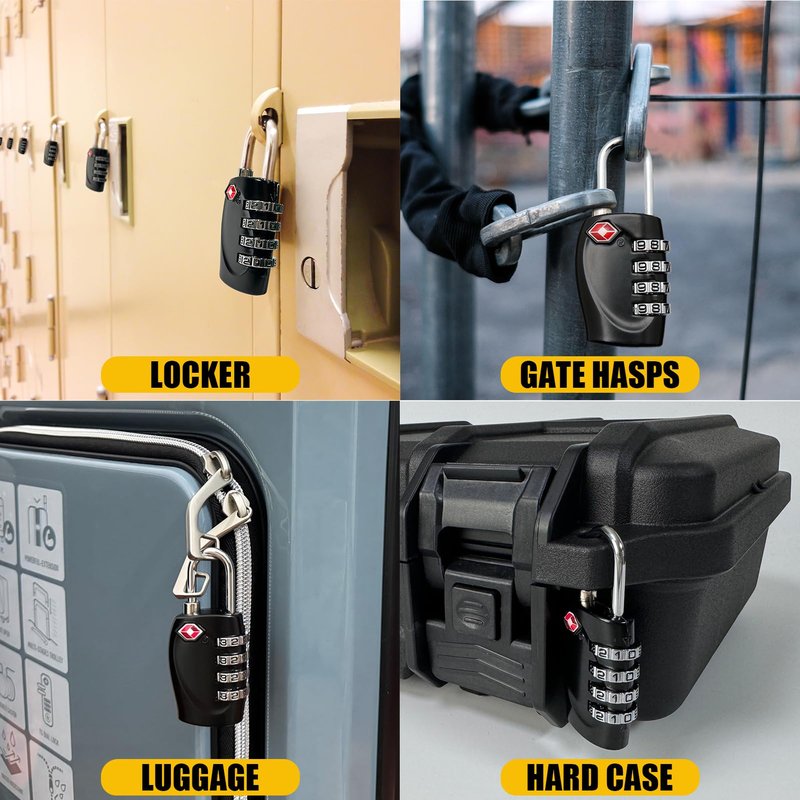 1 Pack TSA Approved Gun Case Lock for Pistol Cases, 4 Digits Travel Locks Small Combo Padlocks Firearm Traveling Plastic Hard Carrying Cases Combination TSA Lock - A
