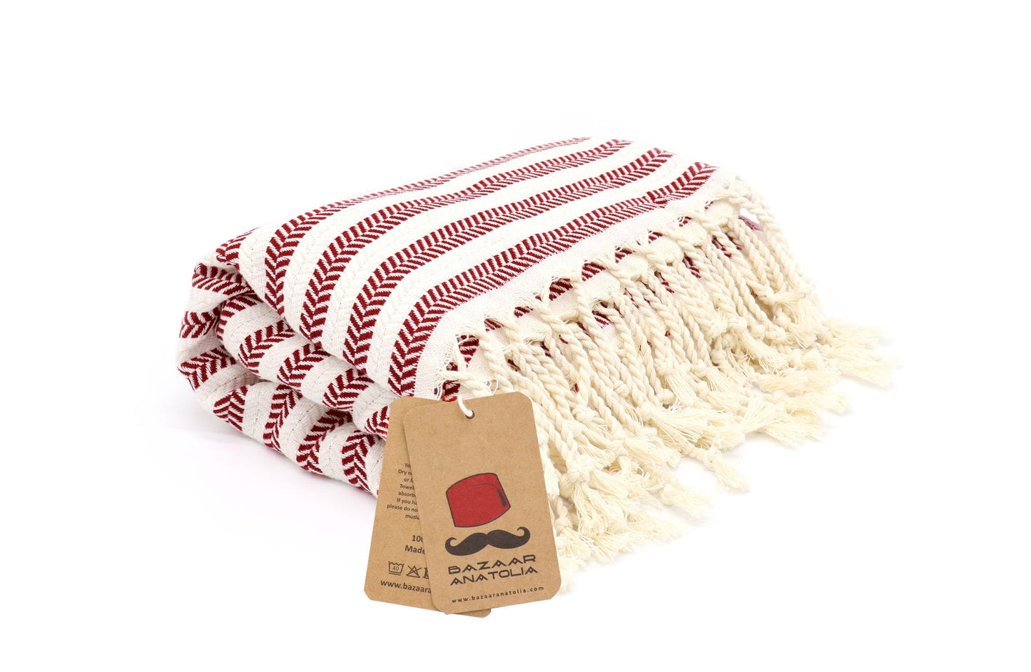 Bazaar Anatolia Turkish Beach Towel – 100% Cotton, Quick Dry, Sand Free Towel for Bathroom, Travel, Camping – Oversized 71x39 Inches – Arpa Maroon