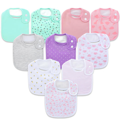 Hakochia Waterproof Baby Bibs Organic Cotton Soft Absorbent Baby Bandana Drool Bibs With Adjustable Snaps for Girls Teething and Drooling 3-36 Months