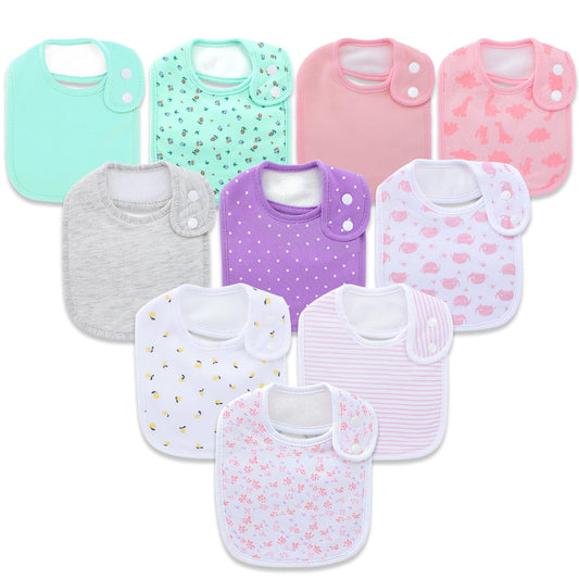 Hakochia Waterproof Baby Bibs Organic Cotton Soft Absorbent Baby Bandana Drool Bibs With Adjustable Snaps for Girls Teething and Drooling 3-36 Months