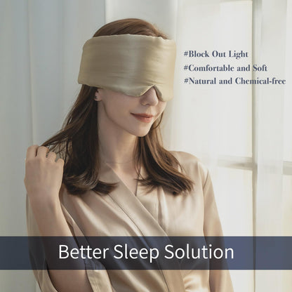 Silk Sleep Mask for Women Men, Mulberry Silk Eye Sleeping Mask & Blindfold with Adjustable Velcro Strap, Blackout Eye Cover for Sleep Travel Yoga Nap, Large Size, Black