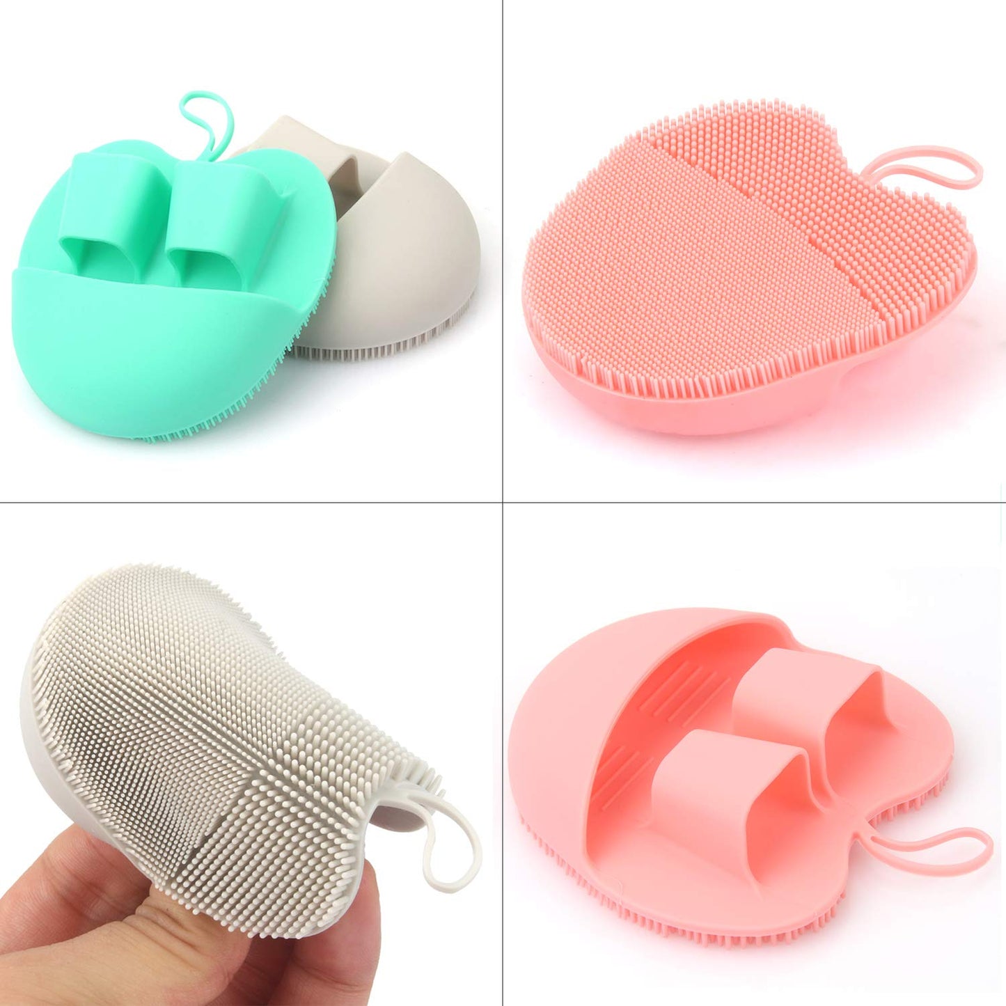 INNERNEED Super Soft Silicone Face Cleanser and Massager Brush Manual Facial Cleansing Scrubber Handheld Wash Pad for Sensitive, Delicate, Dry Skin (Pack of 4)