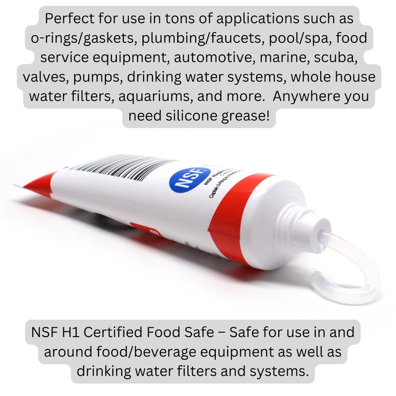Captain O-Ring - NSF Food Grade Silicone Lubricant Grease for O-Rings, Seals, Gaskets, Pumps, Pool Spa, Plumbing, Faucets, Valves, More (1.76oz, 50g)