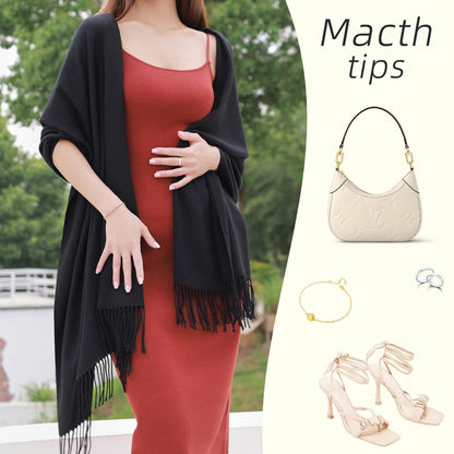 RIIQIICHY Black Pashmina Shawls and Wraps for Women Wedding Ladies Winter Scarf