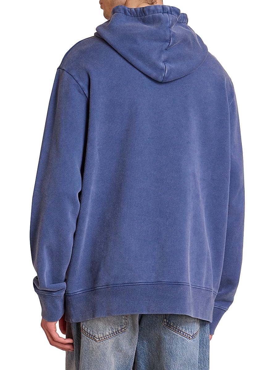 Balmain, Embroidered Logo Cotton Hoodie, Medium, Blueblue