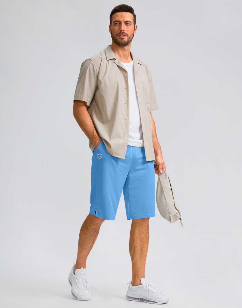 G Gradual Men's Athletic Shorts with Pockets 9" / 11" Long Basketball Shorts Lightweight Quick Dry Gym Workout Shorts for Men(Sky Blue,M)