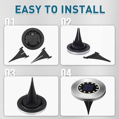 Solpex Solar Lights Outdoor Garden, 12LED Solar Ground Lights, IP65 Waterproof Outdoor Light Powered, Warm White Garden Light for Yard Lawn Patio Pathway (8 Pack)