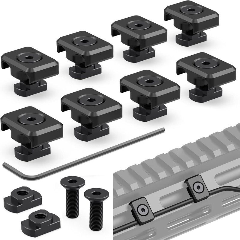 M-LOK Pressure Switch Cable Guides - Flashlight Laser Wire Management Clips | 8 Pack - Black