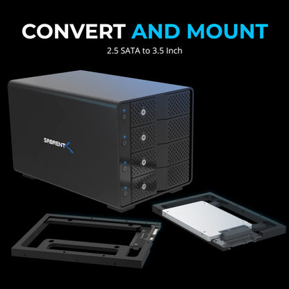 SABRENT 2.5" to 3.5" SSD Mounting Bracket – Internal Hard Drive Adapter & SATA III Converter for 7mm–15mm 2.5" SSD/HDD – Tool-Free Install – Desktop & Server Bay Compatible (BK-PCBS)