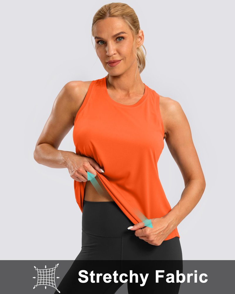 G Gradual Women's Workout Tank Tops Racerback Athletic Yoga Tops Loose Fit Sleeveless Running Gym Sports Shirts for Women(Orange,XXL)