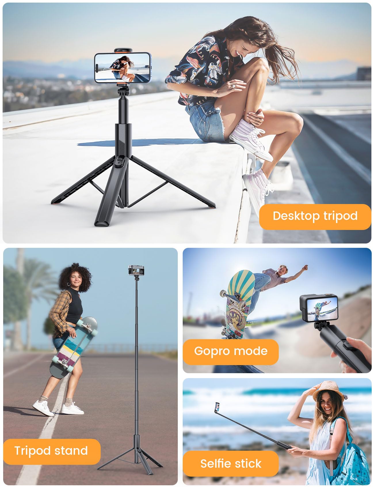 ANXRE 71"/180cm Phone Tripod Monopod, NT79 Extendable Selfie Stick Tripod for Cell Phone＆Camera, Mobile Tripod Stand for Filming, Tripod Stand Holder Compatible with Smartphone Camera