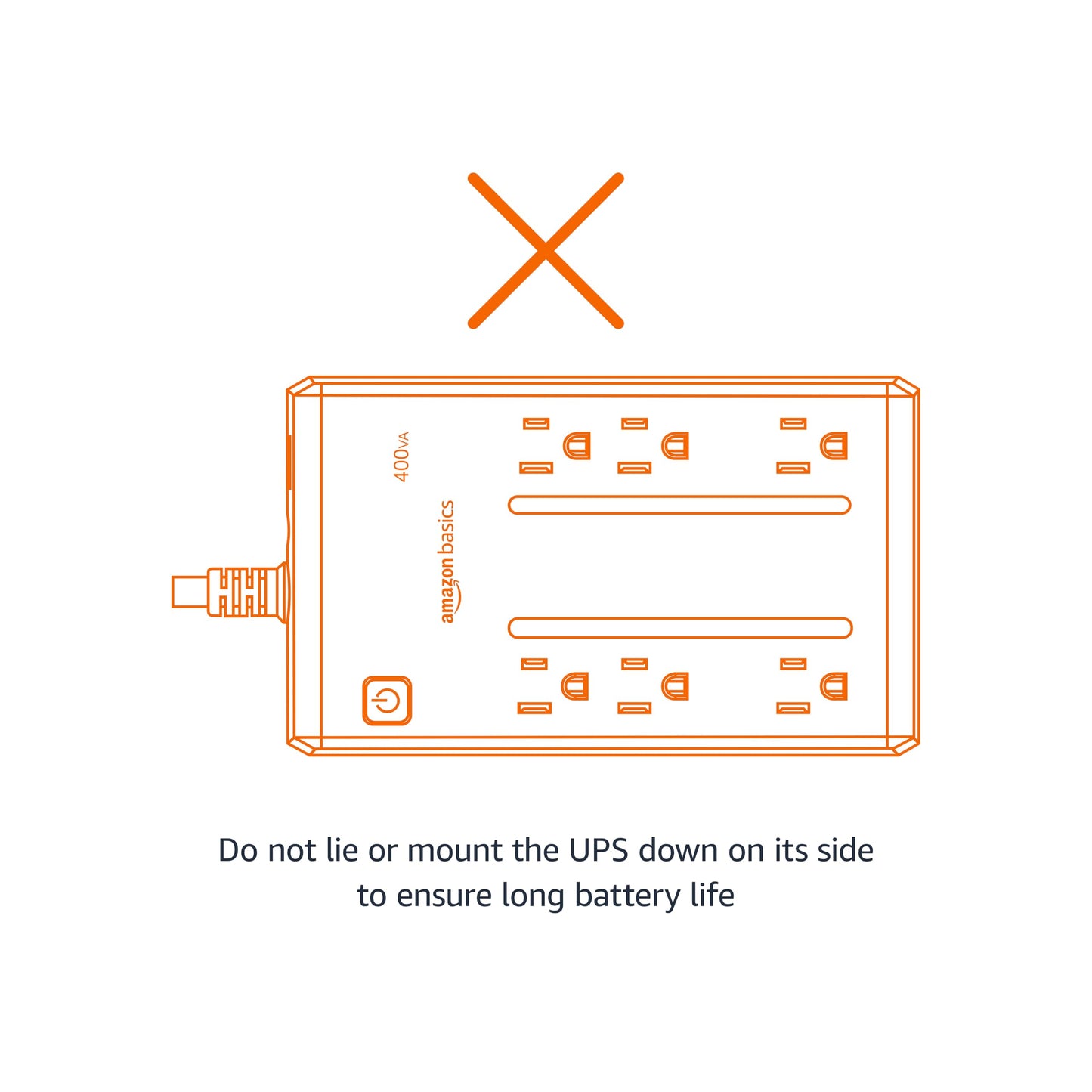 Amazon Basics UPS Battery Backup & Surge Protector 400VA/255W, 6 Outlets, Standby Uninterruptible Power Supply, for Power Outage Protection, Compact, Black