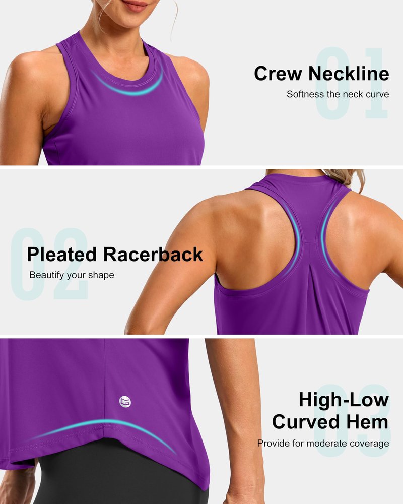 G Gradual Women's Workout Tank Tops Racerback Athletic Yoga Tops Loose Fit Sleeveless Running Gym Sports Shirts for Women(Dark Purple,M)