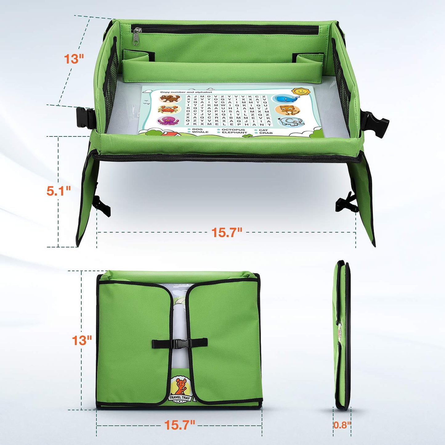 lenbest Kids Travel Tray - Travel Tray for Kids in Car - Car Seat Tray for Kids Travel - Multifunctional Tray with Transparent Erasable Surface & Large Storage Space - Travel Games for Kids