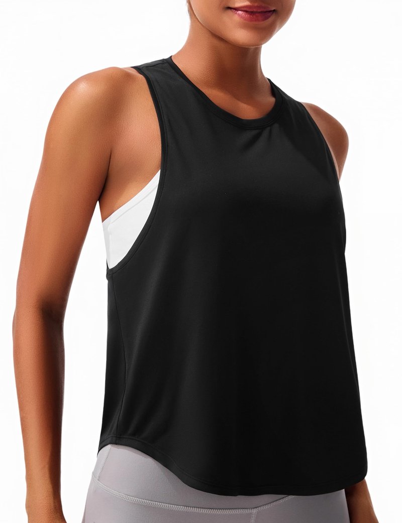 JOYSPELS Workout Tank Tops for Women,UPF 50+ Quick Dry Ice Silk Athletic Running Shirts, Loose Fit Sleeveless Gym Tops, Black