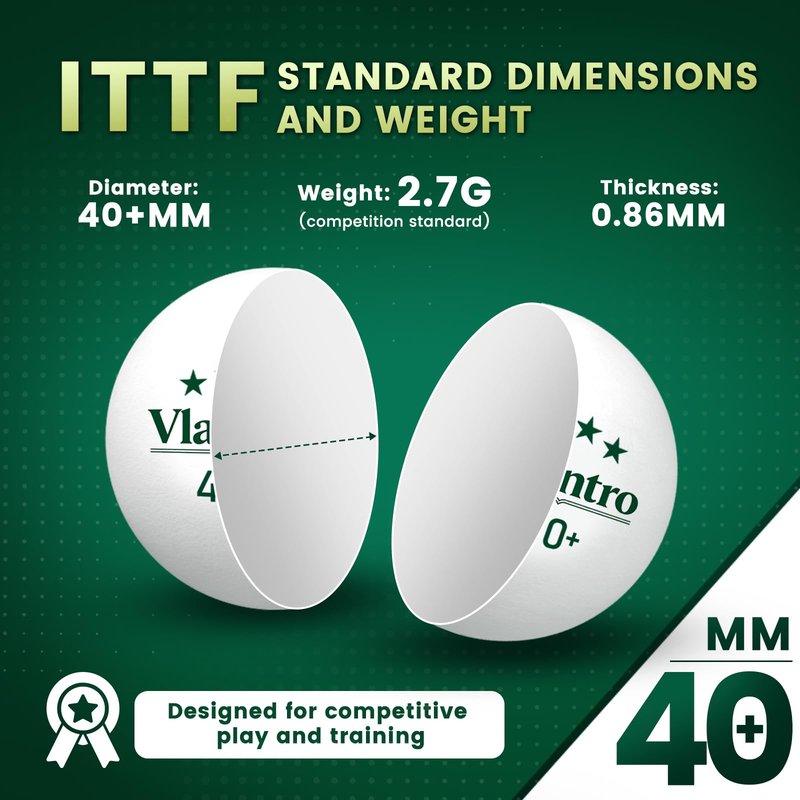 Vlantro 24 Pack 3-Star White Table Tennis Balls, Premium 40+ ABS Regulation Bulk Ping Pong Balls for Competition & Training, for Indoor/Outdoor Play