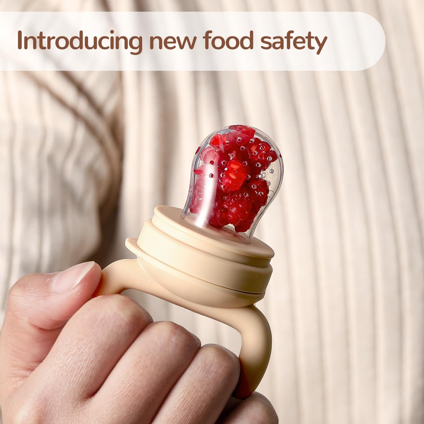 2 Pack Silicone Baby Fruit Feeder with Mini Freezer Tray, Breastmilk Popsicle Molds for Baby Teething Relief, Teethers, Fresh Food Feeder for Safe Infant Self Feeding, Extra Food Pouches - Chocolate