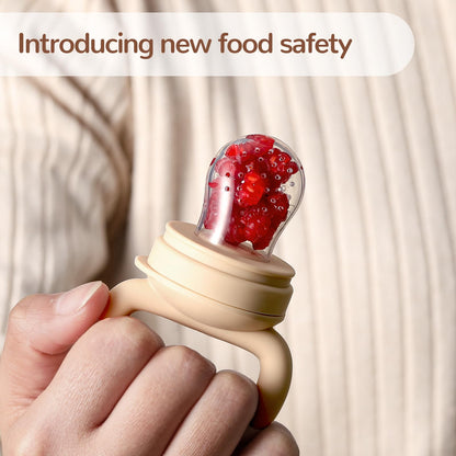 2 Pack Silicone Baby Fruit Feeder with Mini Freezer Tray, Breastmilk Popsicle Molds for Baby Teething Relief, Teethers, Fresh Food Feeder for Safe Infant Self Feeding, Extra Food Pouches - Chocolate