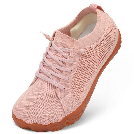 LeIsfIt Barefoot Shoes Women Wide Toe Box Walking Shoes Minimalist Trail Running Hiking Footwear Non-Slip Breathable Slip on Sneakers Pink Size 9