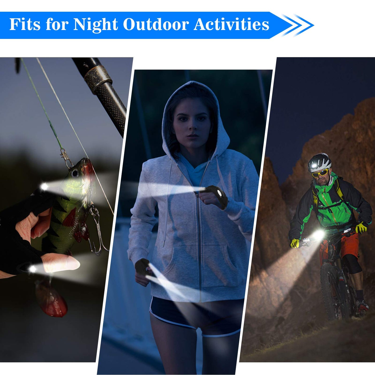 LED Flashlight Gloves, Valentines Day Gifts for Him Men Boyfriend Husband, Mens Gifts for Fathers Day Christmas Birthday, Cool Gadget Waterproof Hands-Free Finger Lights for Camping Fishing Repairing