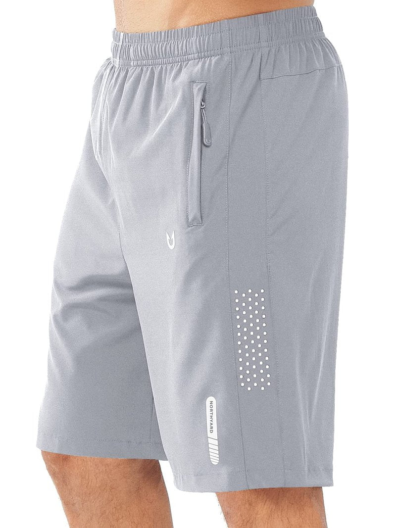 NORTHYARD Men's Athletic Running Shorts Gym Workout 7"/9"/5" Quick Dry Lightweight Sports Basketball Tennis 3 Zipper Pockets GREY-9inch 3XL