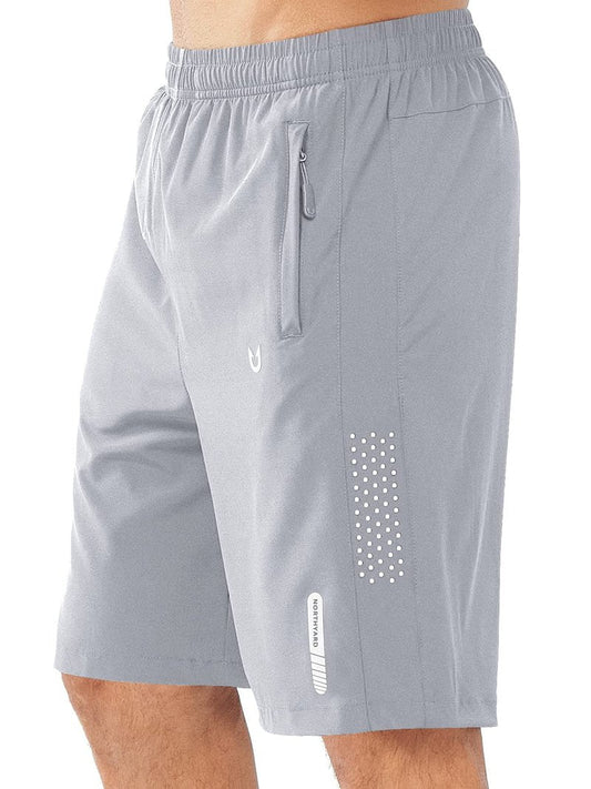 NORTHYARD Men's Athletic Running Shorts Gym Workout 7"/9"/5" Quick Dry Lightweight Sports Basketball Tennis 3 Zipper Pockets GREY-9inch 4XL