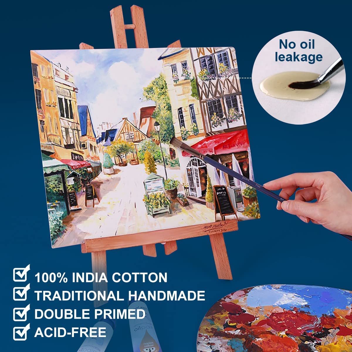 Artkey Canvases for Painting, 8x10 Inch 4-Pack, 10 oz Primed 100% Cotton White Blank Canvas Boards, Art Supplies Canvas Panels for Oil Acrylics Watercolor & Tempera Paints