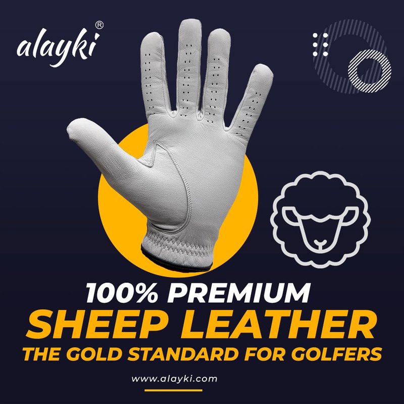 Premium Golf Glove for Left Hand - 100% Natural Sheep Leather - Superior Grip & Comfort - Lightweight, Breathable, Durable - Ideal for Golfers of All Levels - Flexible Fit for Men & Women (Large)