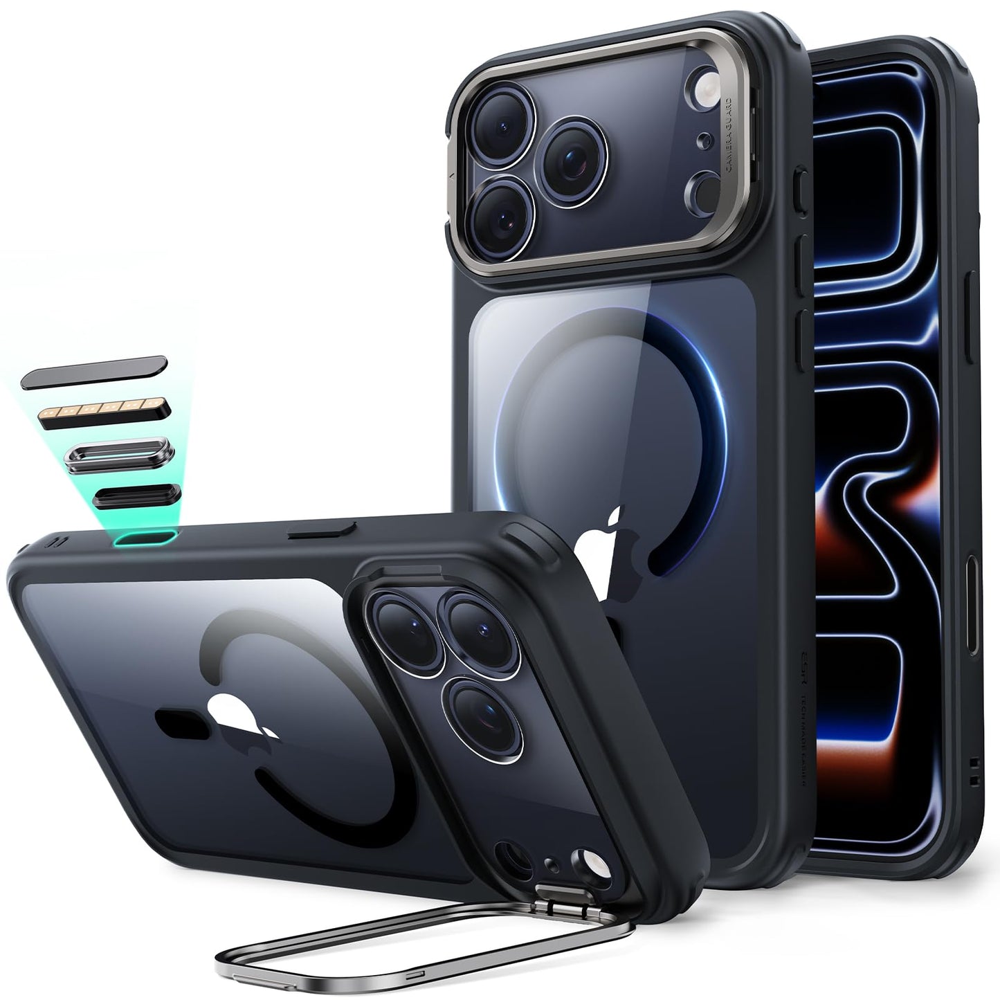 ESR Silicone Case for iPhone 17, Built-in Camera Stash Stand Compatible with MagSafe, Military-Grade Drop Protection Magnetic Phone Case for iPhone 17, Cloud Series, Rosy Pink