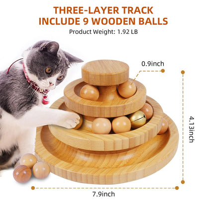 DoogCat Cat Ball Track Toy,Kitty Toys Roller,3-Level Ball Tower with 9 Removable Balls,Interactive Cat Toy, DIY Circle Fun Toy for Kitten Mental Physical Exercise - Medium Size