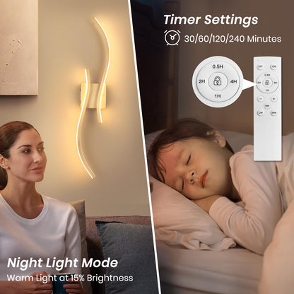 CANEOE Battery Operated Wall Sconces with Remote Control,10000mAh USB Rechargeable Gold Wall Light,3000K-6000K LED Wireless Wall Lamp for Bedroom,Hallway,Background Wall,31.5inch,1 Pack