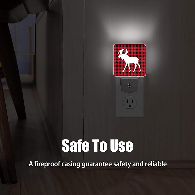Red Moose Dusk to Dawn Night Light, Auto Sensor Lamp Home Indoor Stairway Kitchen Corridor, Night Lights Plug into Wall Decor, Boys Girls Women Men Room Gifts
