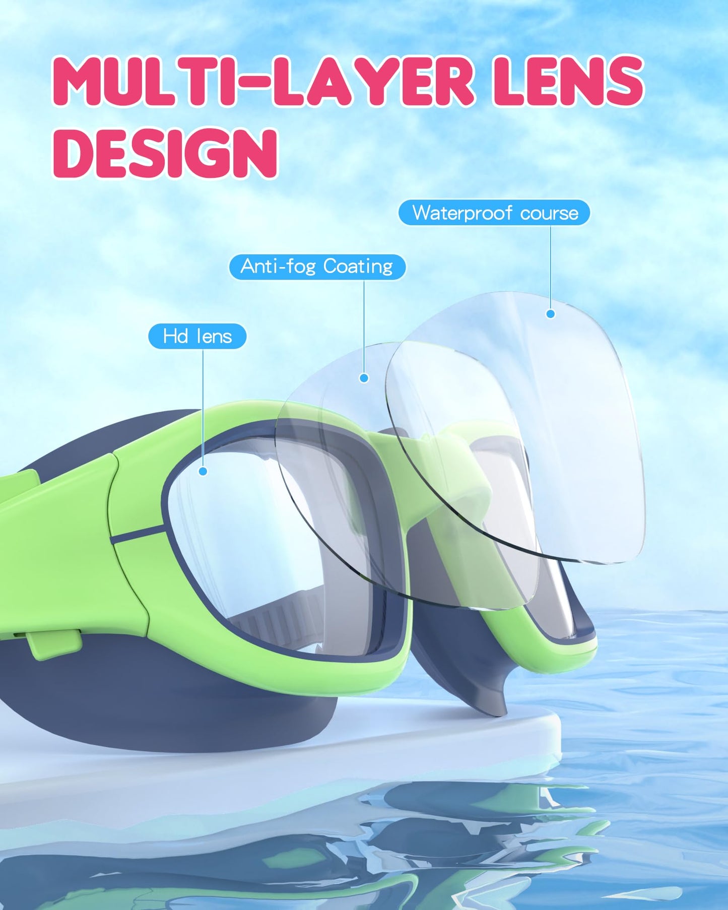 Zeligerstar Kids Swim Goggles, 4 Pack Swimming Goggles for Kids 6-14, Anti-Fog UV Protection Pool Glasses for Boys Girls Children
