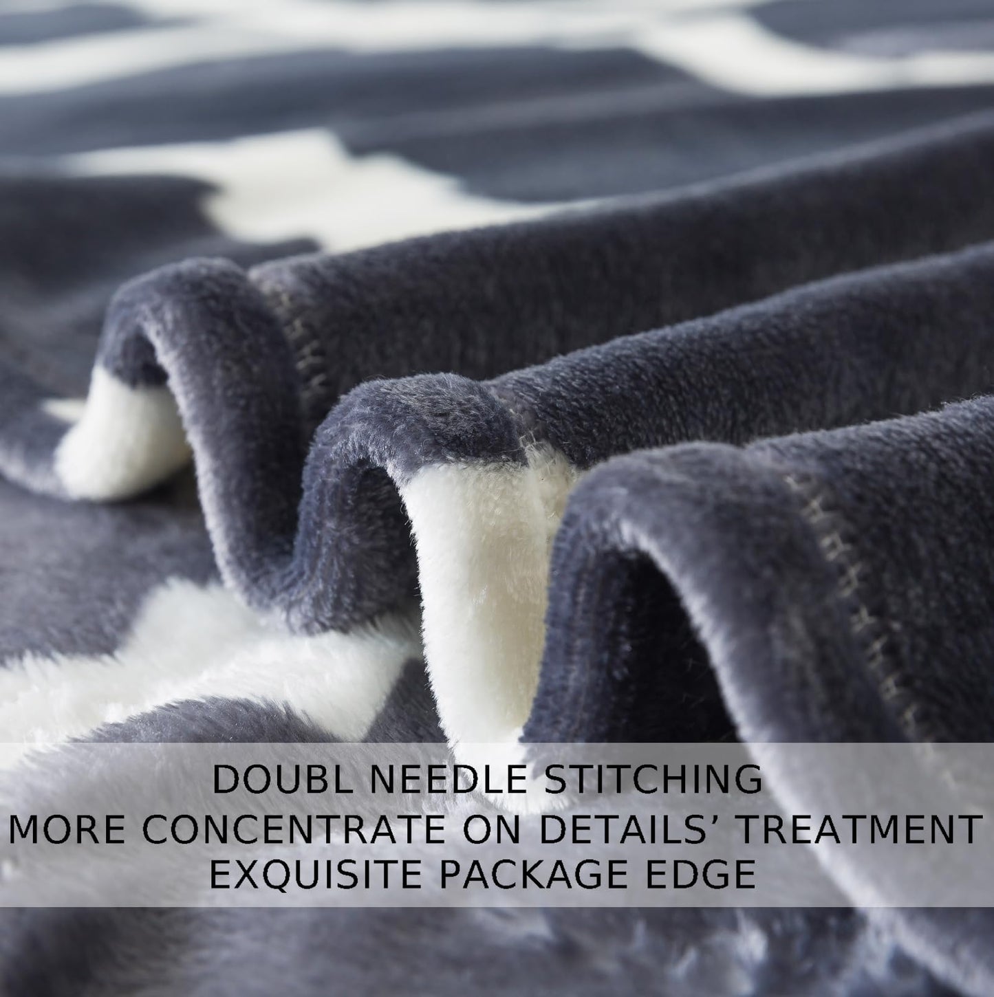 Gray Pattern King Size Blanket,90x108 Inches Microfiber Soft Cozy Fluffy Warm Hand Made Throw Blankets for King Calking Bed,Couch, Sofa, Chair, Camping, Picnic,Grey and White