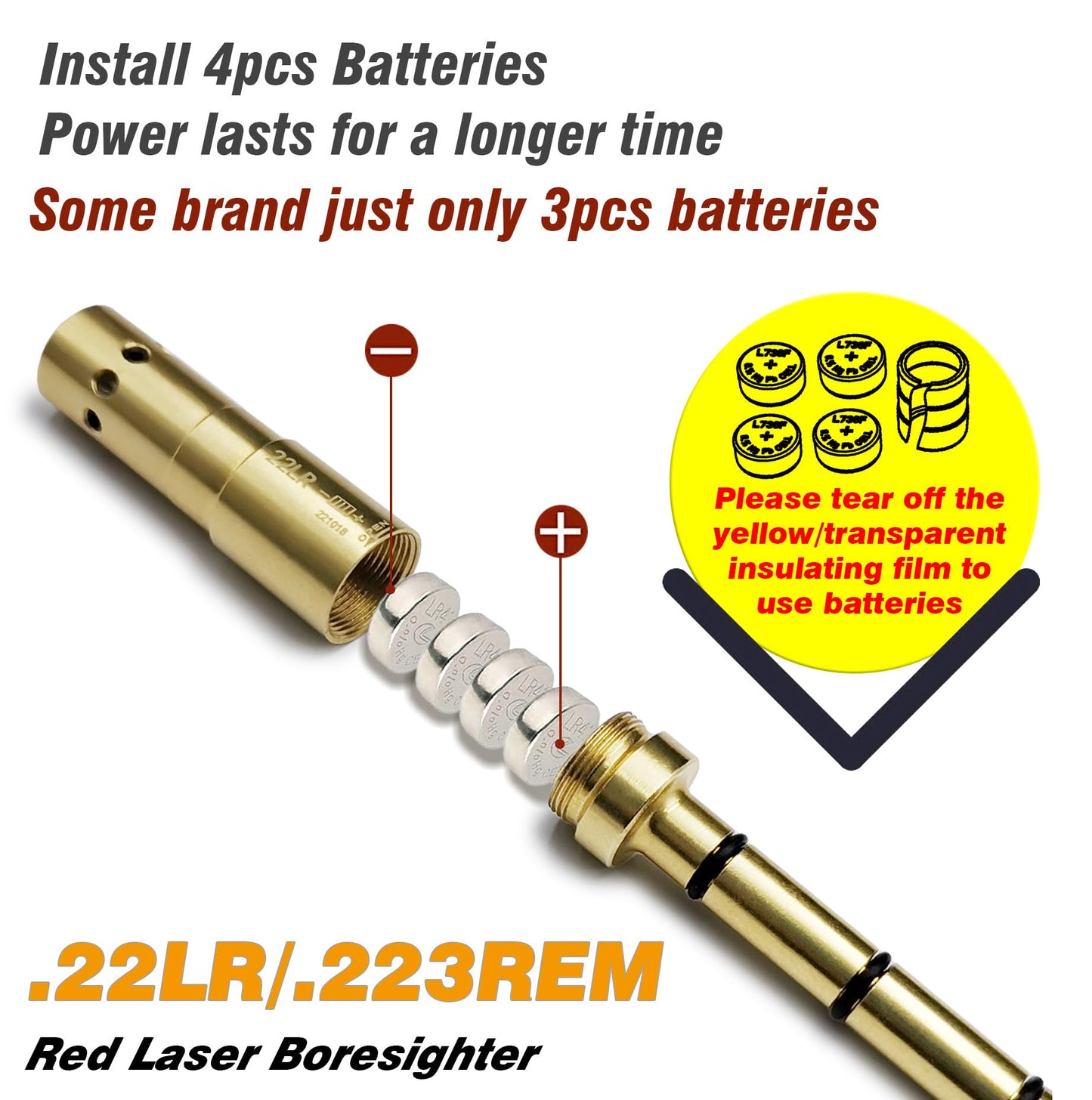 BOOLIT EYE .22LR/223REM Special Laser Boresighter End Barrel Laser Bore Sight Accurately and Easy to Fit Revolvers Pistols Rifle and Air Guns(.22LR/223REM)