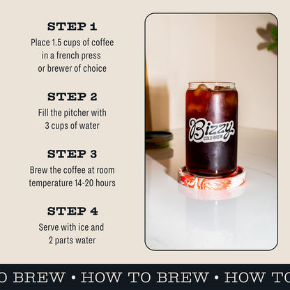 Bizzy Cold Brew Coffee | Decaf Blend | Water Process | Coarse Ground Coffee | Micro Sifted | Specialty Grade | 100% Arabica | 1 LB