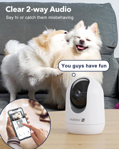 Indoor Security Camera 2K, Pet Camera with Phone App, WiFi Cameras for Home Security Camera for Dog/ Baby Monitor/Elder Pan Tilt, 5/2.4GHz, 24/7, 2-Way Talk, Human Detection, Motion Tracking, Cloud