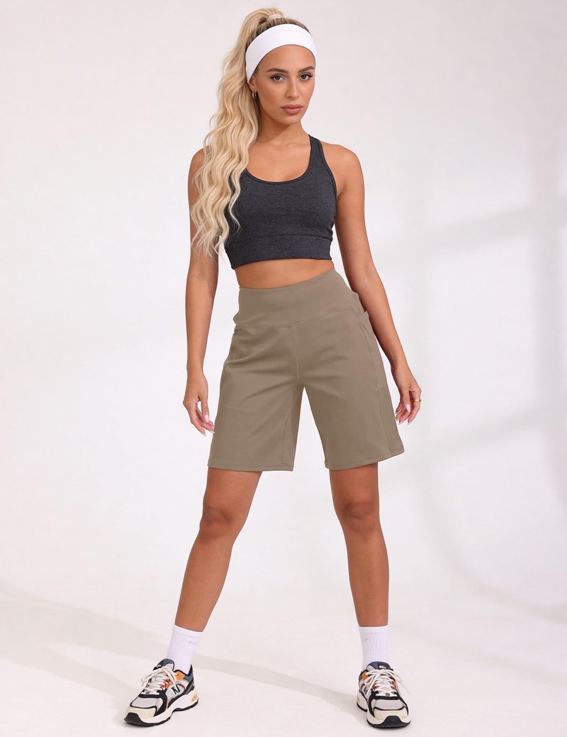 Quenteen Women's Bermuda Long Shorts 9" High Waisted Knee Length Walking Athletic Workout Yoga Shorts for Women