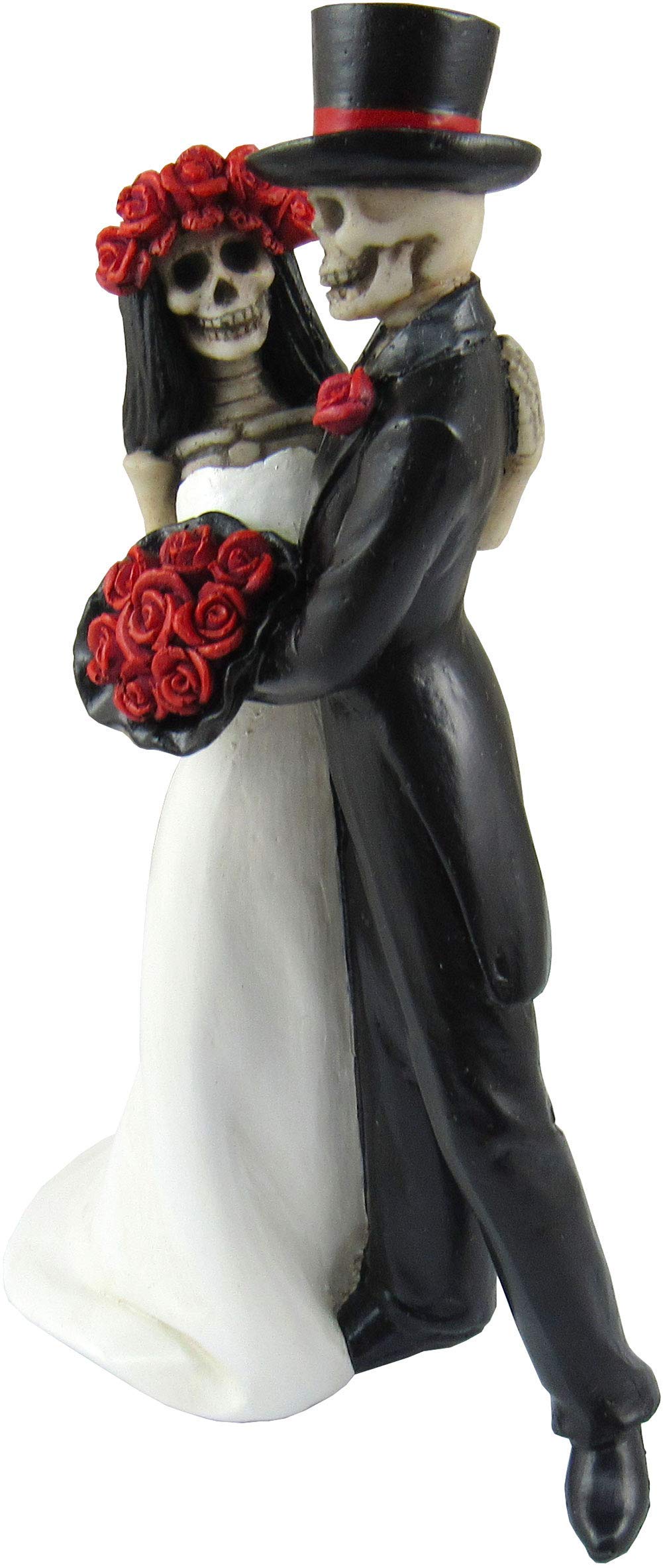 DWK - Amor Por Vida - Collectible Hand-Painted Day of The Dead Dancing Skeleton Couple Halloween Gothic Lovers Romantic Bride & Groom Figurine Wedding Statuette, 6.5-inch